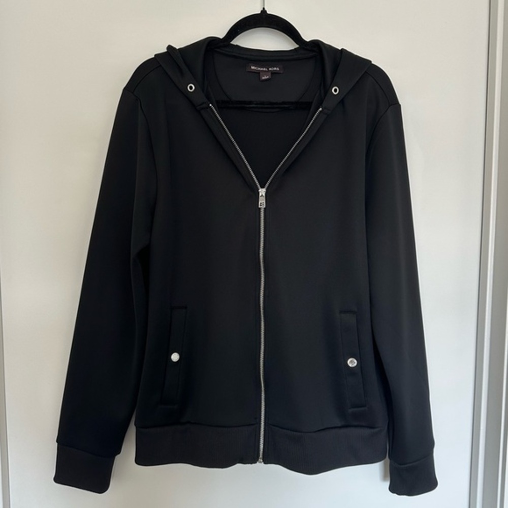 Michael Kors Men’s Black Full-Zip Hoodie | Size L | Sleek & Stylish
